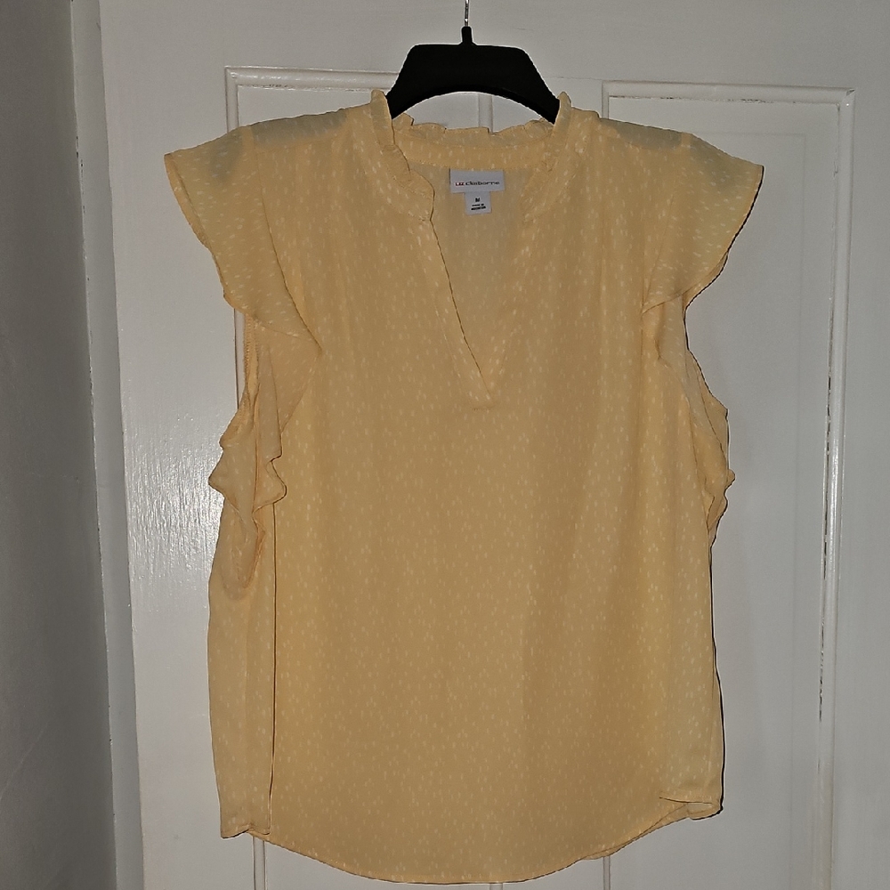 Liz Claiborne Light Yellow Ruffled Blouse
